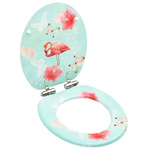 vidaXL Assento de sanita com tampa de fecho suave MDF design flamingo