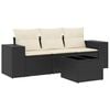 vidaXL 4 pcs conjunto de sof&aacute;s para jardim c/ almofad&otilde;es vime PE preto