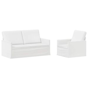 vidaXL Conjunto de Sof&aacute;s 2 pcs Branco Tecido