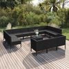 vidaXL 14 pcs conjunto lounge de jardim c/ almofad&otilde;es vime PE preto