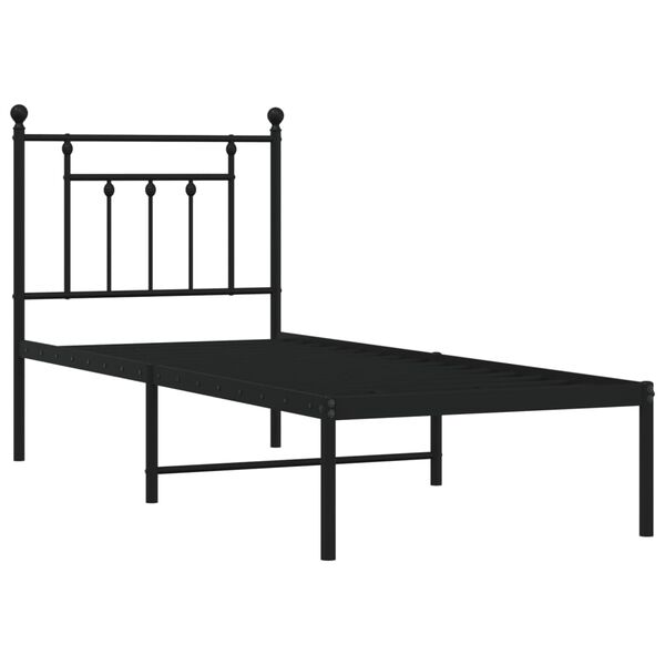 vidaXL Estrutura de cama metal s/ colchão c/ cabeceira 75x190 cm preto