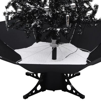 vidaXL Árvore Natal c/ neve base formato guarda-chuva 190 cm PVC preto