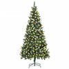 vidaXL &Aacute;rvore de Natal artificial com pinhas pr&eacute;-iluminada 210 cm