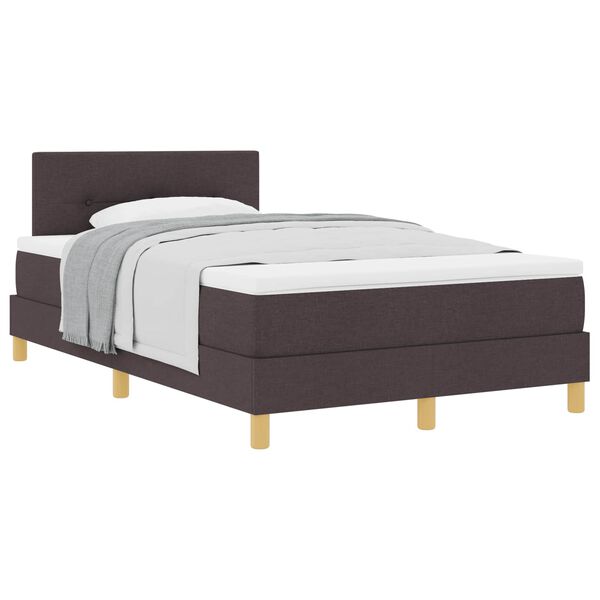 vidaXL Cama Box com almofada Manual Marrom Escuro 120 x 190 cm tecido