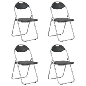 vidaXL Cadeiras de jantar dobr&aacute;veis 4 pcs couro artificial preto