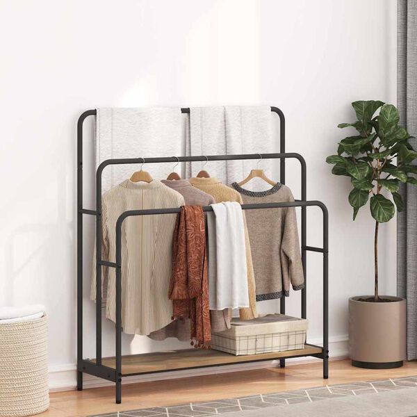 vidaXL Cabideiro com prateleira Carvalho Artesanal 90 x 30 x 100,5 cm