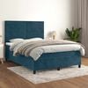 vidaXL Cama com molas/colch&atilde;o 140x190 cm veludo azul-escuro