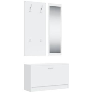 vidaXL Conjunto de sapateira 3 em 1 derivados madeira branco