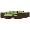 vidaXL 10 pcs conjunto lounge jardim c/ almofad&otilde;es vime PE castanho
