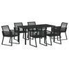 vidaXL Conjunto de Jantar para Jardim 7 pcs Preto A&ccedil;o revestido a p&oacute;