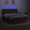 vidaXL Cama box spring c/ colch&atilde;o/LED 180x200cm tecido castanho-escuro