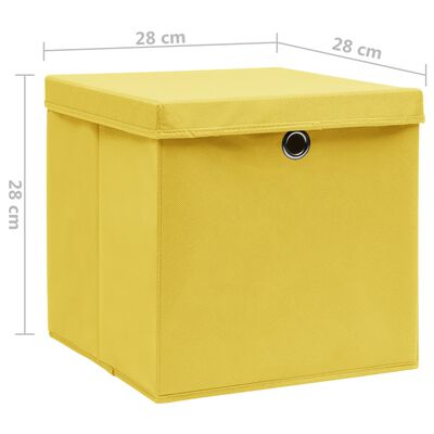 vidaXL Caixas de arrumação com tampas 10 pcs 28x28x28 cm amarelo