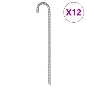 vidaXL Estacas para tenda 12 pcs 41,5 cm &Oslash;12 mm a&ccedil;o galvanizado