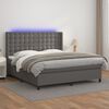 vidaXL Cama box spring c/ colch&atilde;o/LED 180x200cm couro artificial cinza