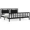 vidaXL Estrutura de cama com cabeceira 200x200 cm madeira maci&ccedil;a preto