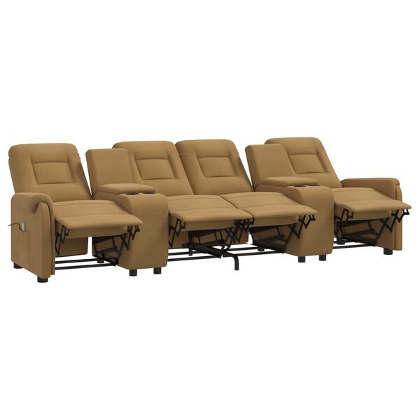 vidaXL Poltrona massagem 4lug. rel. c/ suporte copo cinza-acastanhado