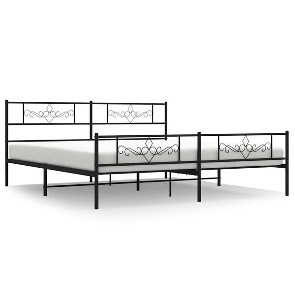 vidaXL Estrutura de cama com cabeceira e pés 193x203 cm metal preto