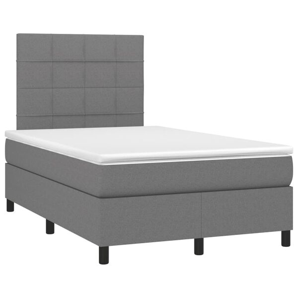 vidaXL Cama boxspring com colch&atilde;o 120x190 cm tecido cinzento-escuro
