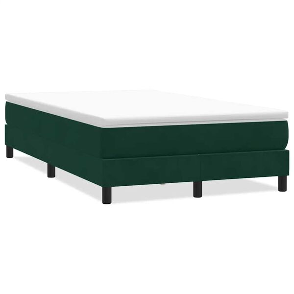 vidaXL Cama com molas sem colch&atilde;o 120x220 cm veludo verde-escuro