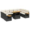vidaXL 10 pcs conjunto sof&aacute;s de jardim c/ almofad&otilde;es vime PE preto