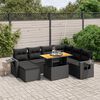 vidaXL 8 pcs conjunto sof&aacute;s de jardim com almofad&otilde;es vime PE preto