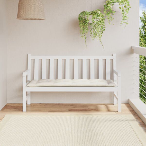 vidaXL Almofadão p/ banco de jardim 150x50x7 cm mesclado tecido creme