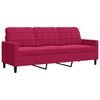 vidaXL Sof&aacute; de 3 lugares veludo 180 cm vermelho tinto