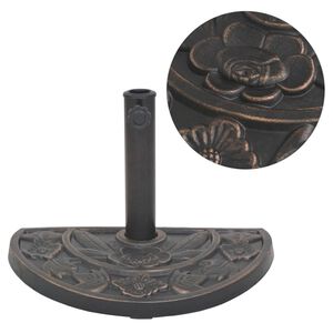 vidaXL Base para guarda-sol em resina semicircular bronze 9 kg