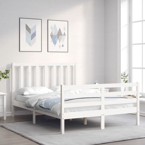 vidaXL Cama sem colch&atilde;o 120x200 cm madeira de pinho maci&ccedil;a branco