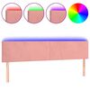 vidaXL Cabeceira de cama c/ luzes LED veludo 160x5x78/88 cm rosa