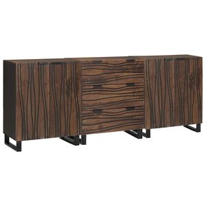 vidaXL Conjunto de Buffets 3 unid. Marrom Noz Madeira de manga maci&ccedil;a