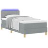 vidaXL Cama Box Spring LED com led Cinzento-claro 90 x 200 cm tecido