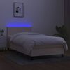 vidaXL Cama box spring c/ colch&atilde;o e LED 90x200 cm tecido cor creme