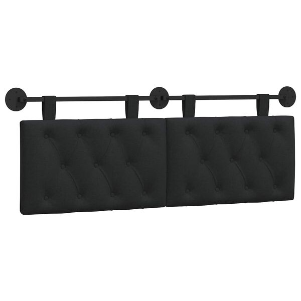vidaXL Cabeceira Suspensa Preto 130 x 55 x 7 cm tecido