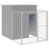 vidaXL Casota para c&atilde;es com parque a&ccedil;o galvanizado cinzento-claro