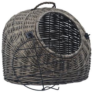vidaXL Transportadora p/ gatos 45x35x35 cm salgueiro natural cinzento