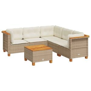 vidaXL 6 pcs conjunto de sof&aacute;s p/ jardim com almofad&otilde;es vime PE bege