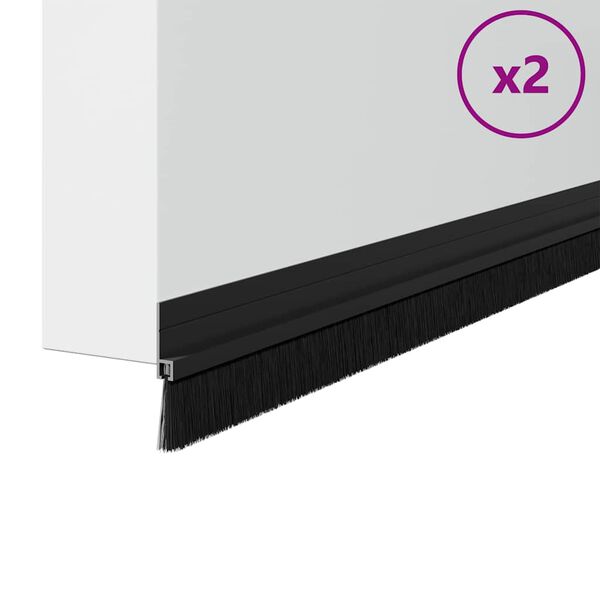 vidaXL Selos de Escovas para Porta Auto-adesivos 2 pcs Preto 100 cm