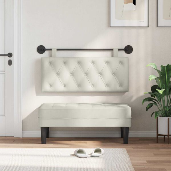 vidaXL Cabeceira Suspensa Creme 110 x 55 x 7 cm Veludo