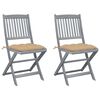 vidaXL Cadeiras exterior dobr&aacute;veis c/ almofad&otilde;es 2 pcs ac&aacute;cia maci&ccedil;a