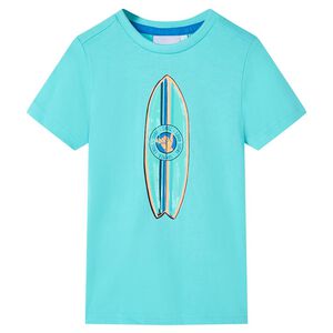 vidaXL T-shirt de manga curta para crian&ccedil;a ciano 116