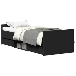 vidaXL Estrutura de cama c/ pain&eacute;is cabeceira e p&eacute;s 100x200 cm preto