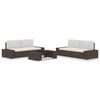 vidaXL 5 pcs conjunto lounge para jardim vime PE castanho
