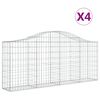 vidaXL Cestos gabião arqueados 4 pcs 200x30x80/100cm ferro galvanizado