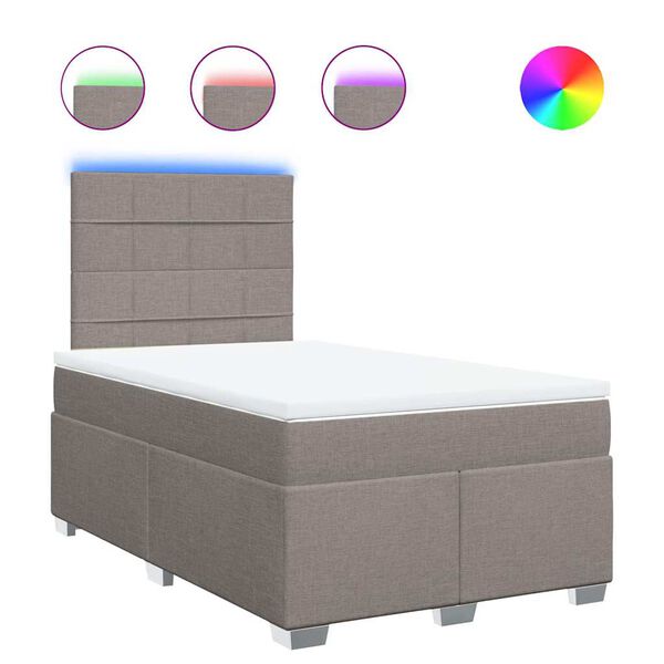 vidaXL Cama com molas/colch&atilde;o 120x200 cm tecido castanho-acinzentado