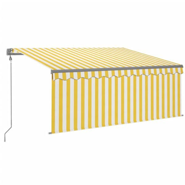 vidaXL Toldo retr&aacute;til autom&aacute;tico com estore 3x2,5 m amarelo e branco