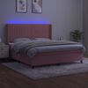 vidaXL Cama box spring c/ colch&atilde;o/LED 180x200 cm veludo rosa