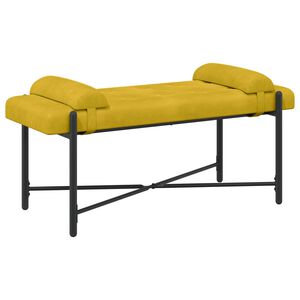 vidaXL Banco com bot&otilde;es e travesseiros Amarelo 110 x 40 x 46 cm Veludo