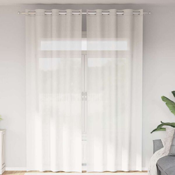 vidaXL Cortinas de voile com ilhós 2 pcs branco