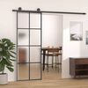 vidaXL Porta de correr 76x205 cm alum&iacute;nio e vidro ESG preto
